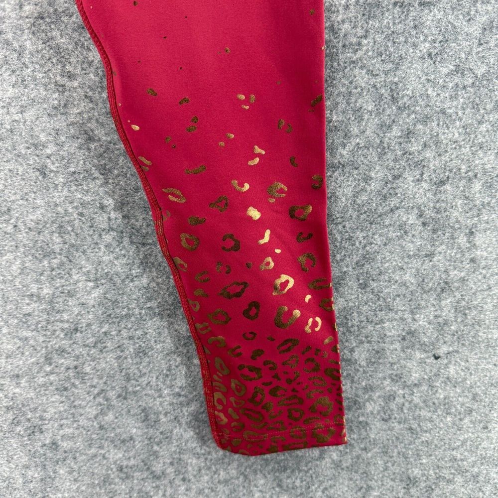 PEACH Leggings Womens Medium Red Gold Made in USA Active Yoga‎ Workout Stretch - Picture 6 of 10